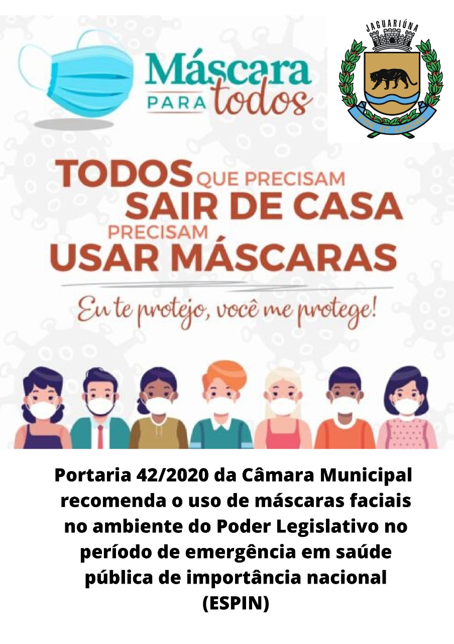 Câmara publica portaria recomendando uso de máscaras nas dependências do Poder Legislativo